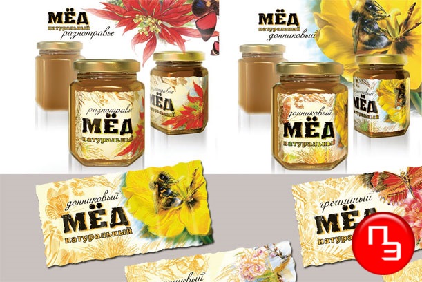 медовые наклейки на упаковку для меда