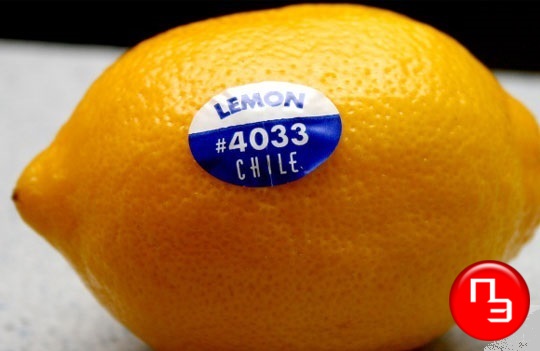 Найклеки на лимоны с логотипом и цифрами PLU-код